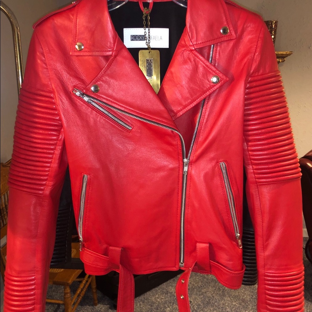 Red Leather Biker Jacket